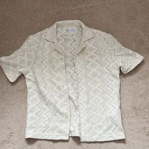 Zara Men's White Crochet Shirt